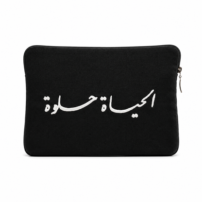 Embroidered Cotton Laptop Sleeve | Life is Beautiful